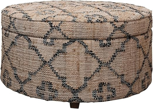 Creative Co-Op Global Round Woven Jute Kilim Upholstered Storage 6 Pillows, Set of 7 Pieces, Mult... | Amazon (US)