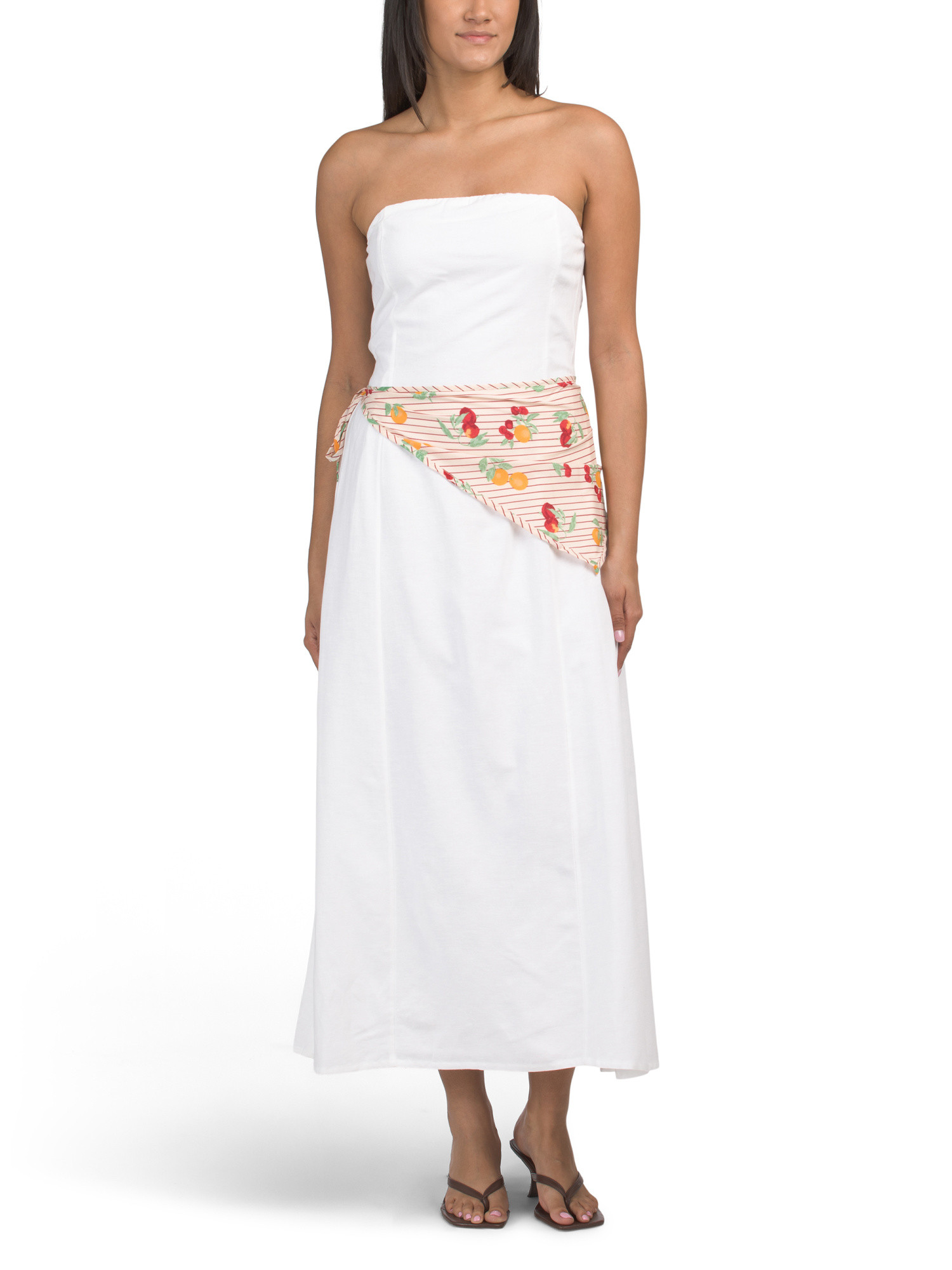 Linen Blend Strapless Detachable Scarf Waist Maxi Dress | Casual Dresses  | Marshalls | Marshalls