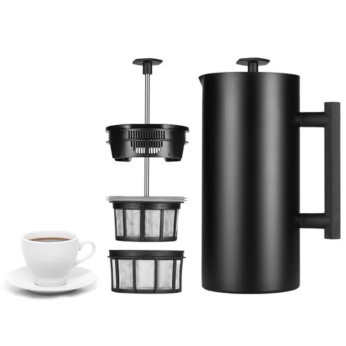 ESPRO P6 32 Ounces French Press Coffee Maker, Double Walled Stainless Steel Insulated, Matte Black | Amazon (US)
