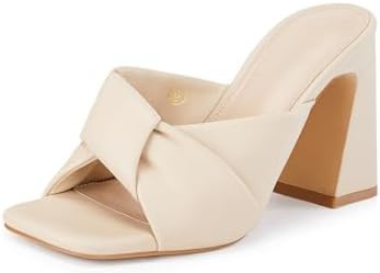 Coutgo Womens Chunky Heeled Mules Puffy Knot Square Open Toe Slip On Sandals Summer Evening Party... | Amazon (US)