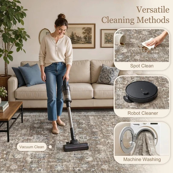 MICGEEK 9x12 Large Area Rugs, Washable Vintage Distressed Rug for Living Room Bedroom Home Office... | Walmart (US)
