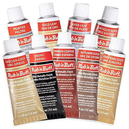 AMACO Rub n Buff Wax Metallic Finish 9 Color Kit - Antique Gold European Gold Grecian Gold Autumn Gold Gold Leaf Spanish Copper Silver Leaf Ebony Pewter - 9 Rub and Buff Gilding Wax 15ml Tubes | Walmart (US)