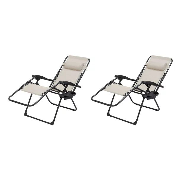 Mainstays Outdoor Zero Gravity Chair Lounger, 2 Pack - Tan - Walmart.com | Walmart (US)