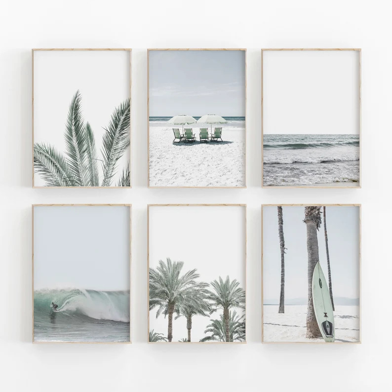 Beach Print Set of 6 Surfing Print Printable Art INSTANT - Etsy | Etsy (US)