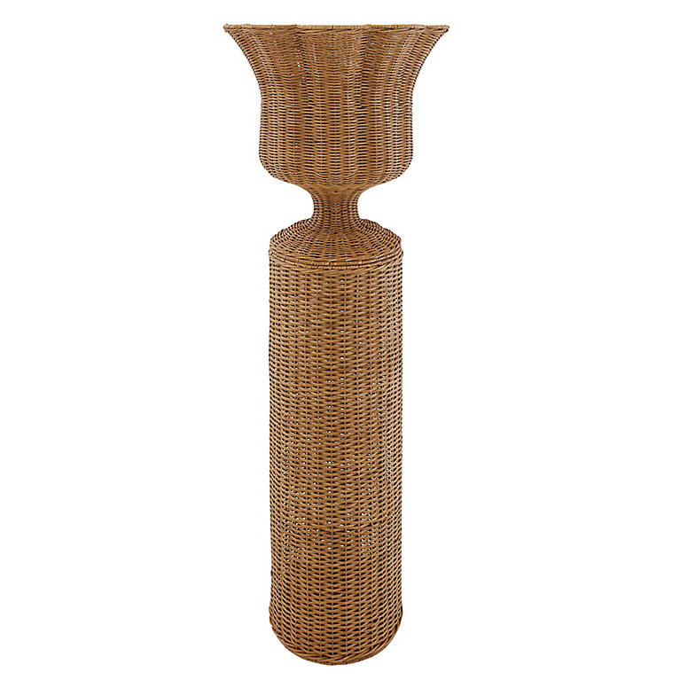 Winslow Woven Urn and Pedestal with Natural Rattan | Ballard Designs, Inc.