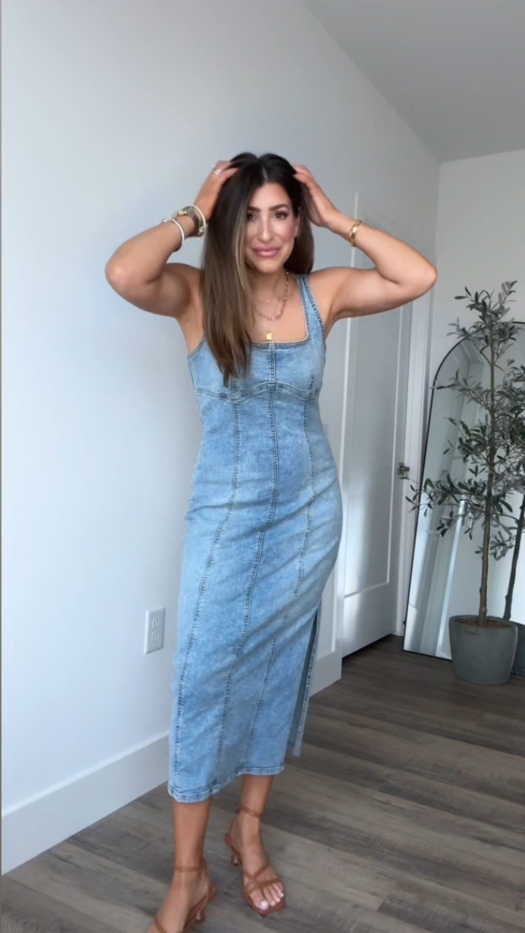 Denim dress. Spring fashion. Wearing medium. 

#LTKWatchNow #LTKStyleTip #LTKSeasonal