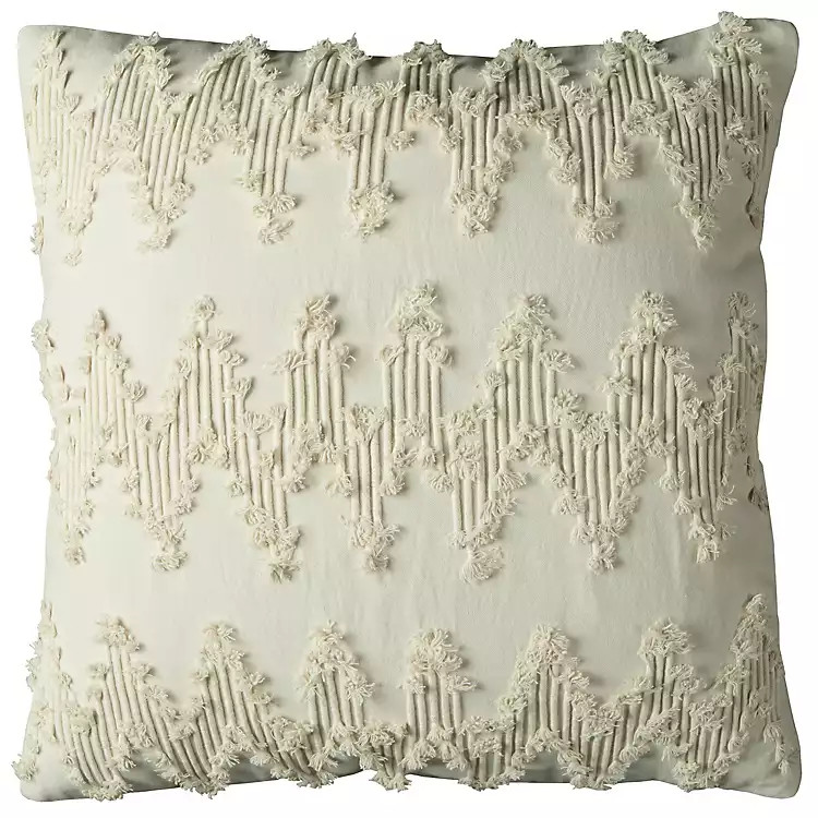 Natural Frayed Chevron Pillow | Kirkland's Home