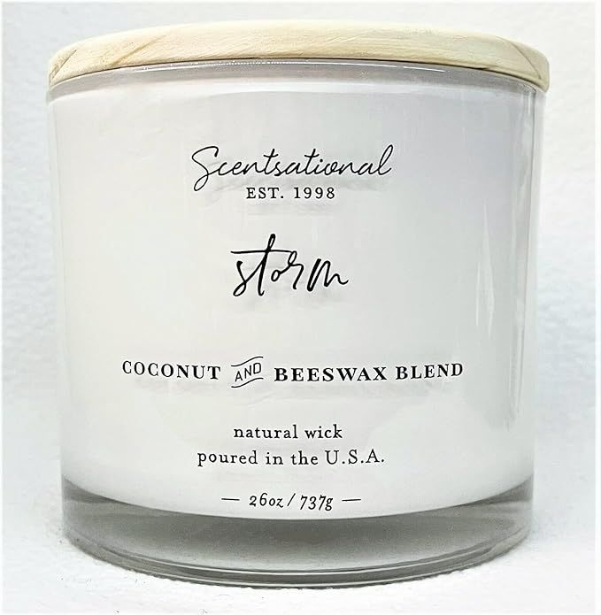 Natural Coconut + Beeswax Scented Candle Storm XL White Jar with Wooden Lid, 26 Oz. | Amazon (US)
