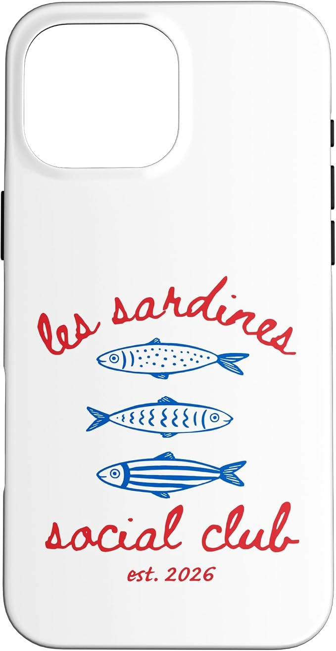 Les Sardines Social Club Fisherman Aesthetic Coastal Sardine Case for iPhone 16 Pro Max | Amazon (US)