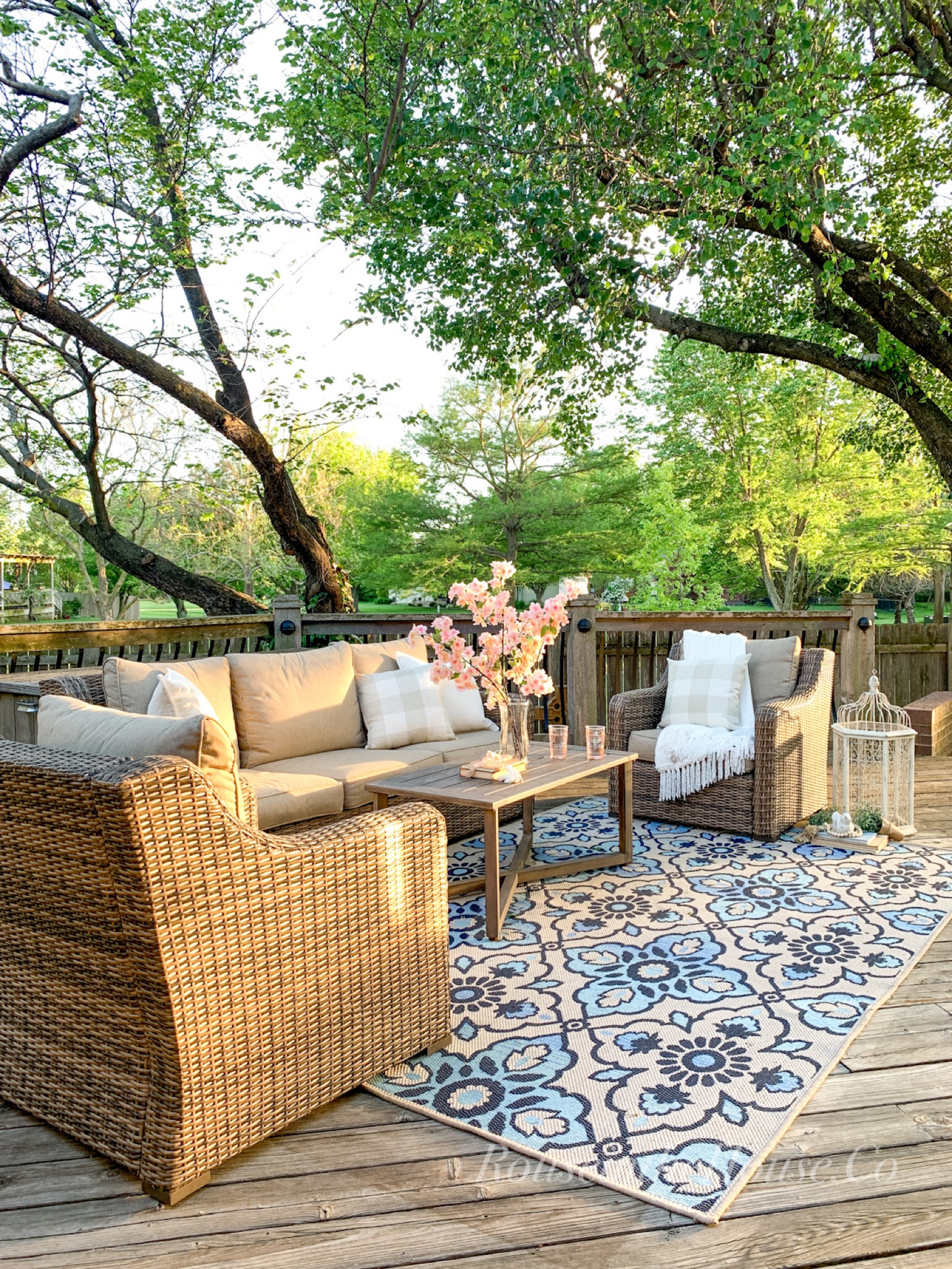Create an inviting outdoor seating area with an outdoor sofa with cushions, outdoor pillows and an outdoor rug. 

This all-weather wicker outdoor sofa has held up beautifully on our open patio. The patio furniture that is linked is our exact set.

Some of the outdoor decor pieces are not the exact shown, but they're my favorite outdoor picks for the season. 



#LTKSeasonal #LTKhome
