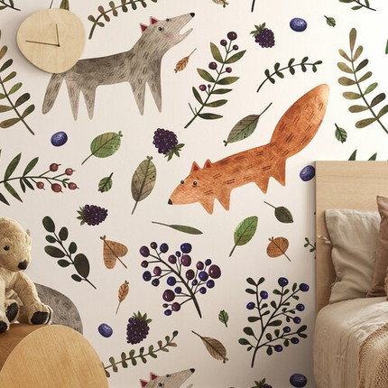 Click for more info about Woodland forest wallpaper, kids nursery wallpaper, removable wallpaper, peel and stick self adhes...