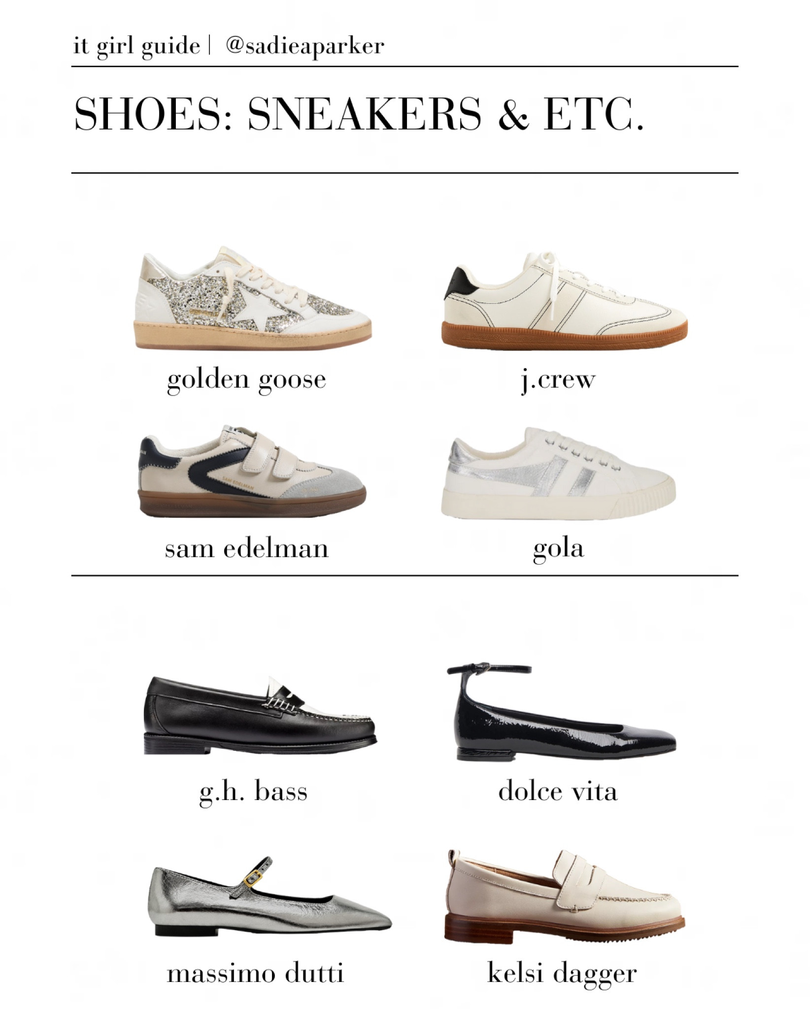 Fall Fashion Essentials: Shoes | Sneakers, loafers and flats that are essential for this fall




( Fall fashion , Autumn fashion , Back to school , School shoes , College shoes , Back to campus , Sneakers , Golden Goose Ballstar , Gola sneakers , G.H. Bass loafers , Mary Janes , Flats , Metallic flats , Kelsi Dagger loafers )

#LTKstyletip #LTKshoecrush #LTKSeasonal