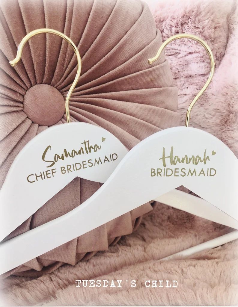 Custom wedding hanger decals, personalised, name stickers, labels . Bridesmaid gift,  Bride woode... | Etsy (US)