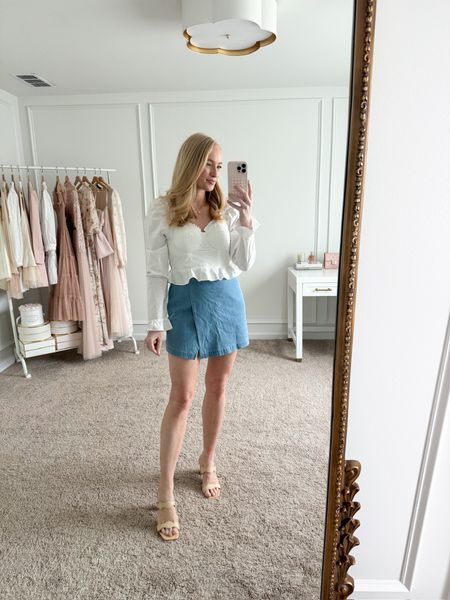 Such a fun spring date night option! The skirt runs big, wearing size medium but need a small. Wearing size medium in the top. Date night outfits // spring outfits // skorts // Nordstrom finds // LTKfashion

#LTKstyletip #LTKparties #LTKSeasonal