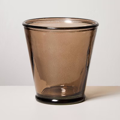 7oz Short Painted Recycled Pint Glass Brown - Hearth & Hand™ with Magnolia | Target