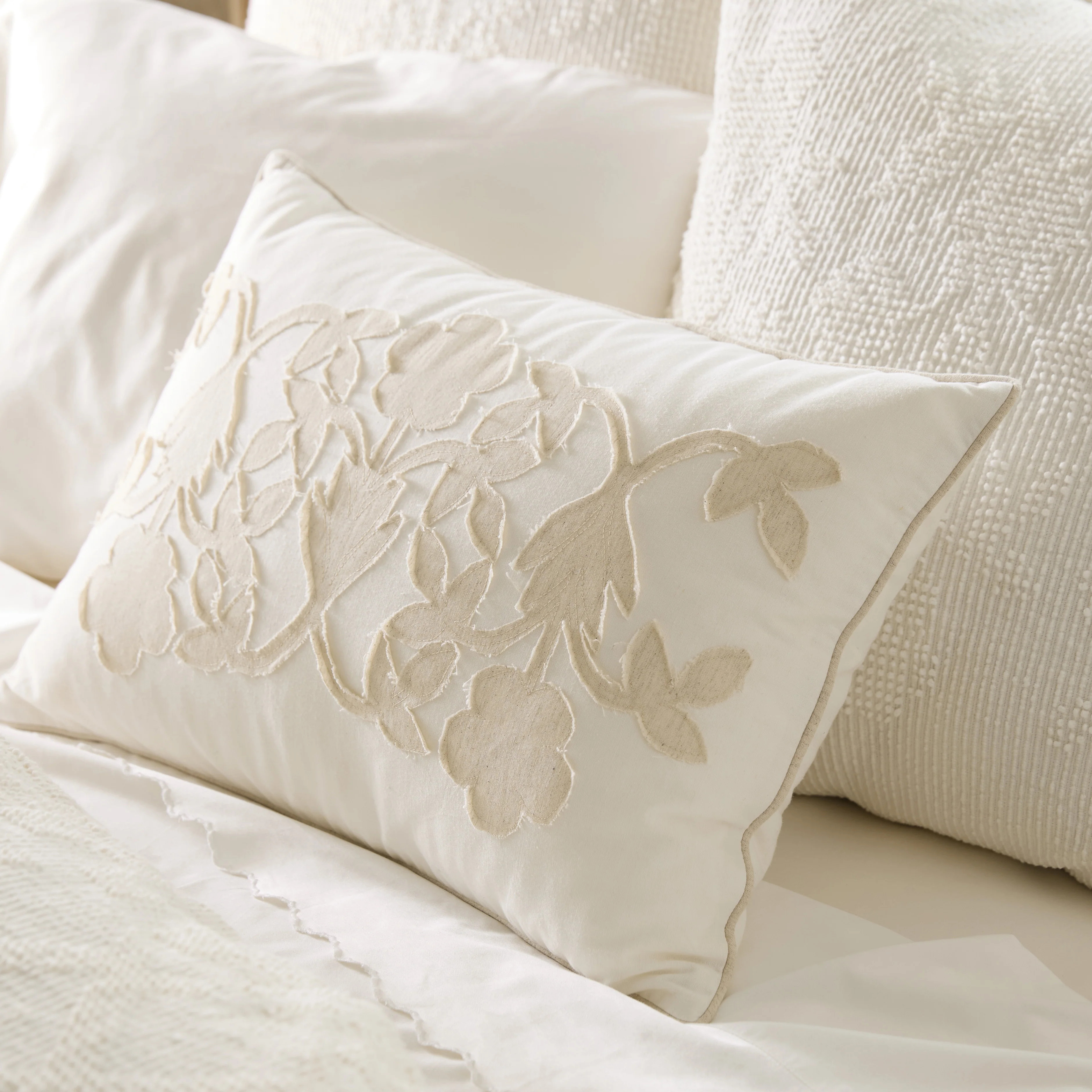 Floral Applique Lumbar Pillow | Magnolia