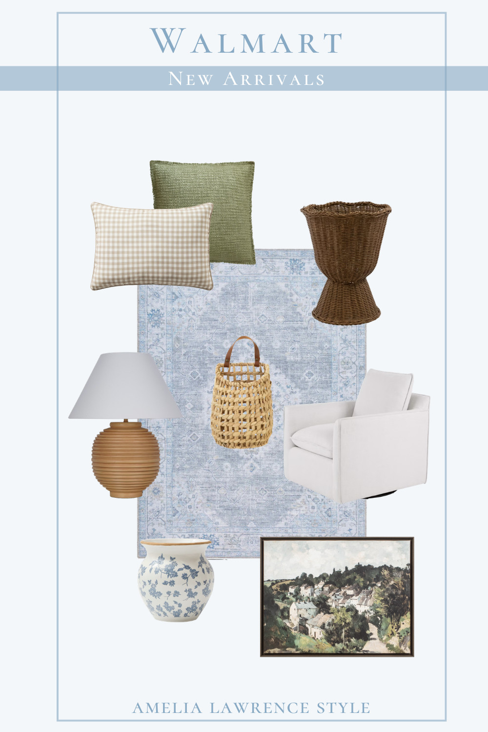 New arrivals from Walmart. Home decor, luxury for less, designer on a budget, throw pillows, planter, lamp, table lamp, vase, blue and white, landscape art, art, basket, chair, living room, family room.  

 #LTKdayinmylife #LTKSeasonal #LTKHome