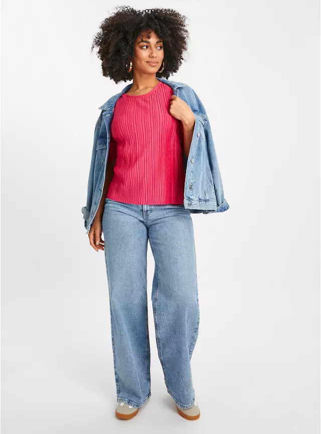 Buy Pink Boxy Plisse T-Shirt 18 | T-shirts | Tu | Tu Clothing