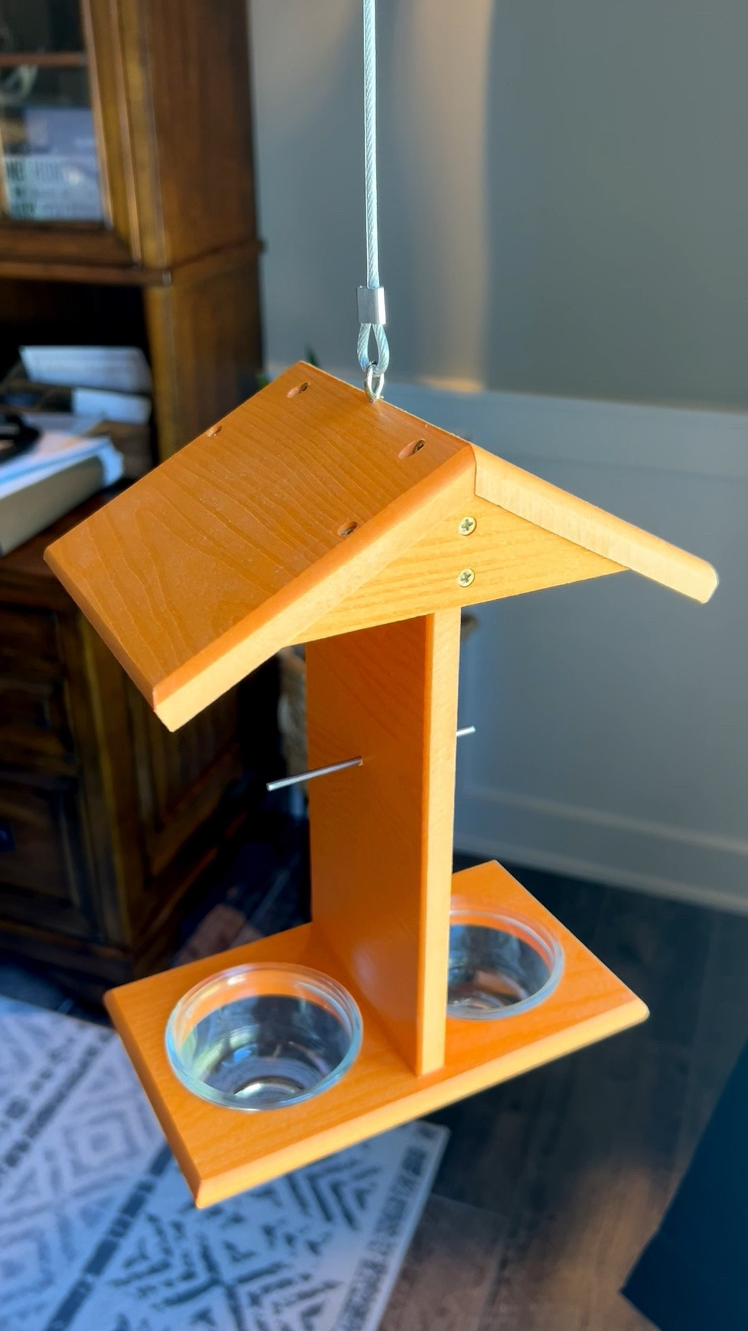 Outdoor hanging bird feeder for orioles. Add jam or jelly and some oranges and the birds love it. 

#oriole #bird #feeder

#LTKHome #LTKSeasonal