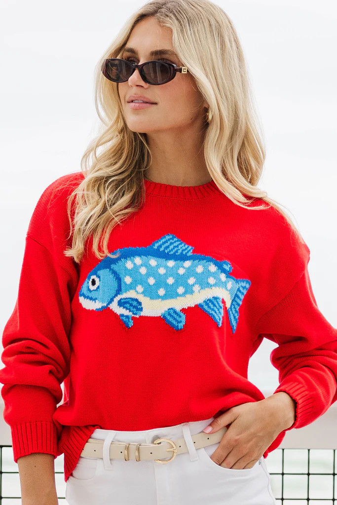 The One You’ll Reach For Red Fish Sweater | The Mint Julep Boutique