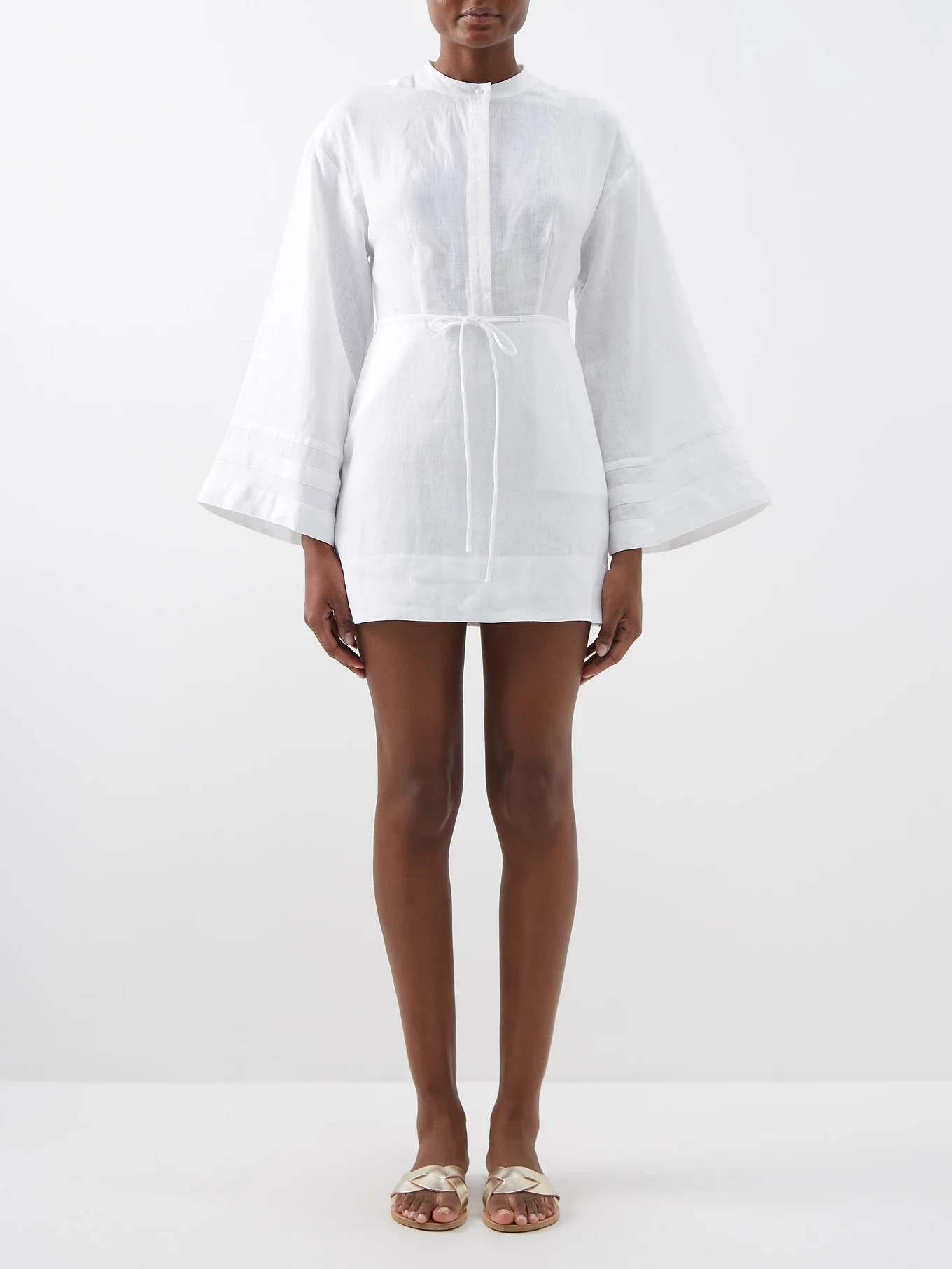Karlee flared-sleeve linen-gauze mini dress | Staud | Matches (US)