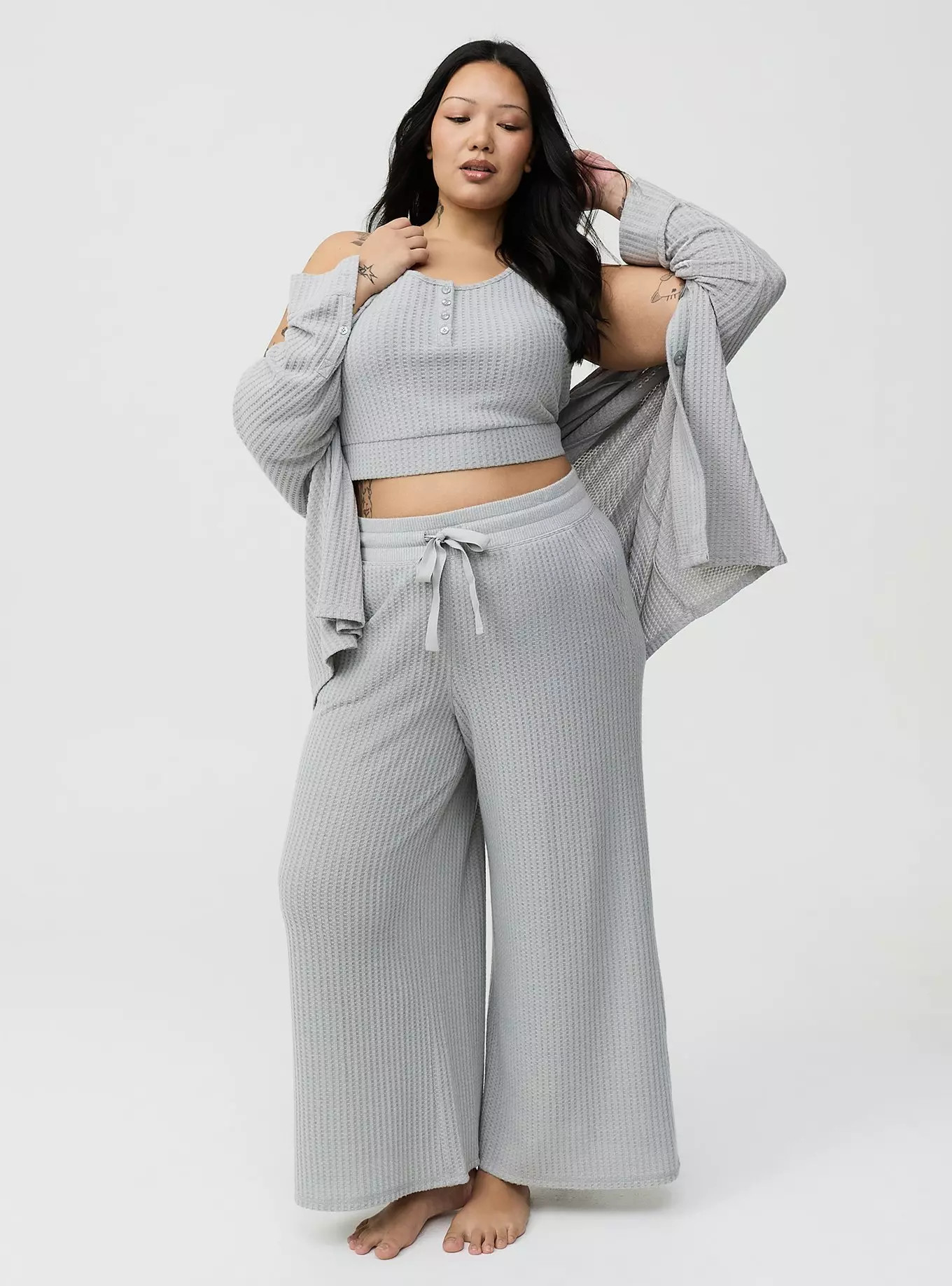 Super Soft Plush Waffle Wide-Leg Lounge Pant | Torrid (US & Canada)