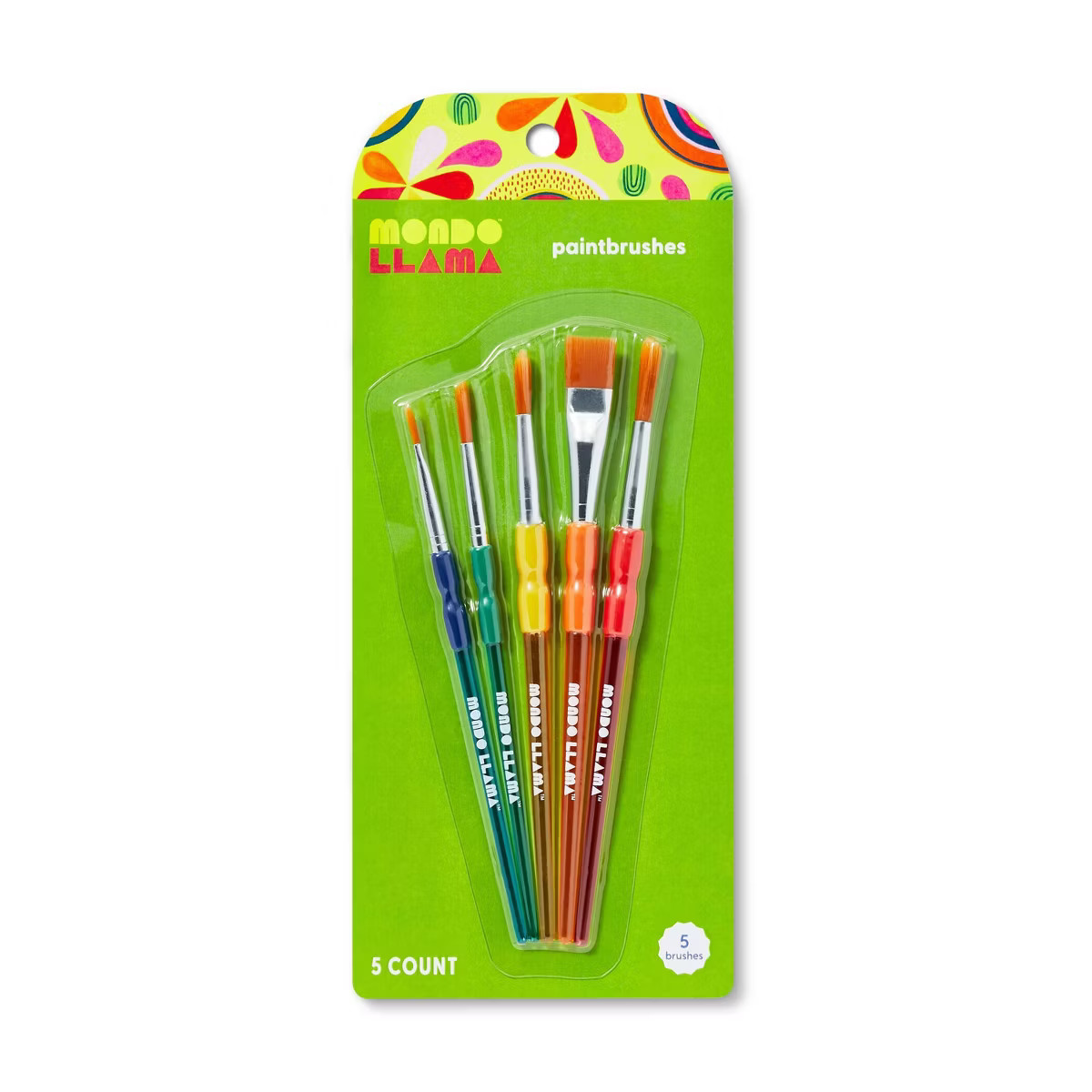 5ct Paintbrush Set - Mondo Llama™: Multicolor Artist Brushes for Watercolor, Round & Flat, 6.25... | Target