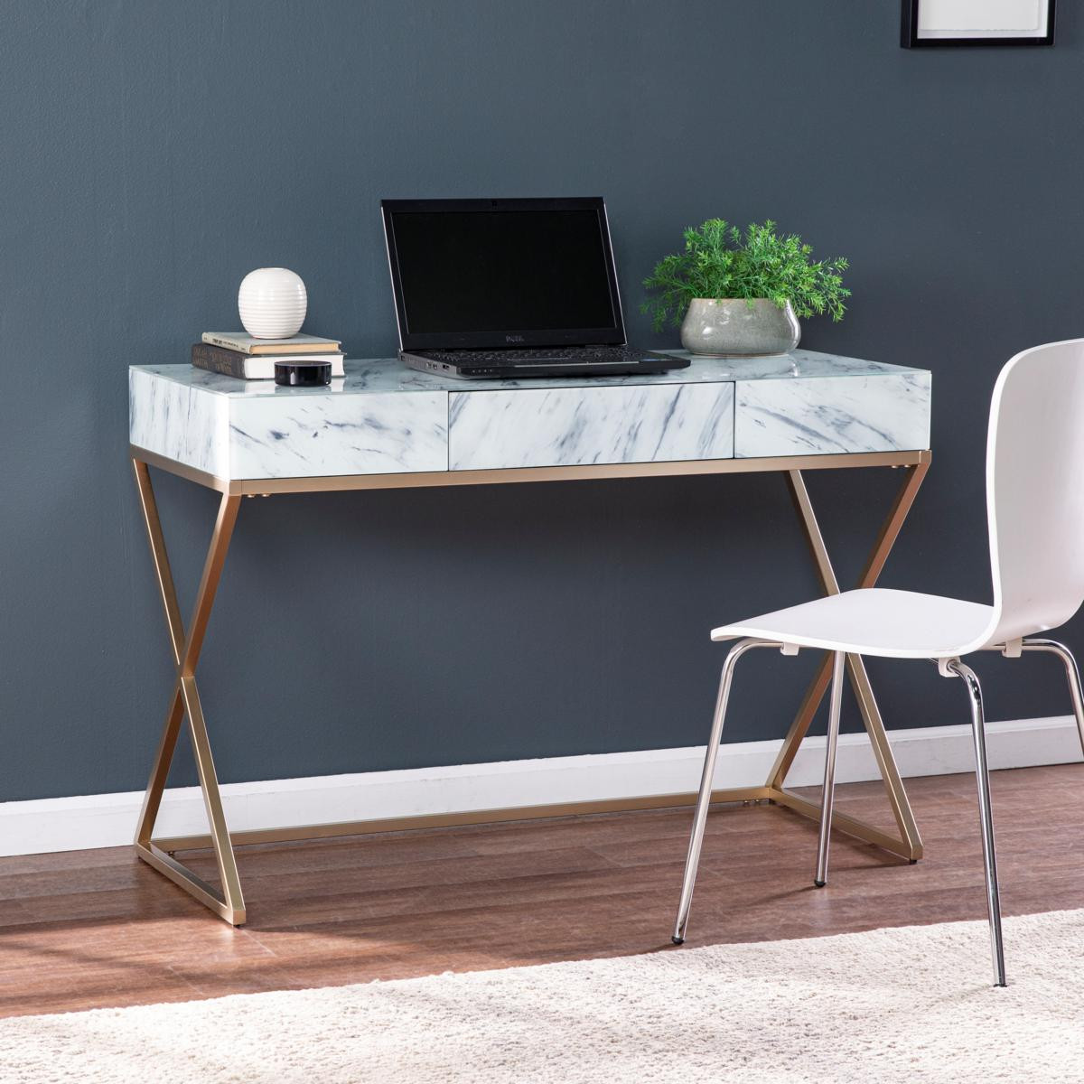 Southern Enterprises Largo Faux Marble Writing Desk with Storage | HSN