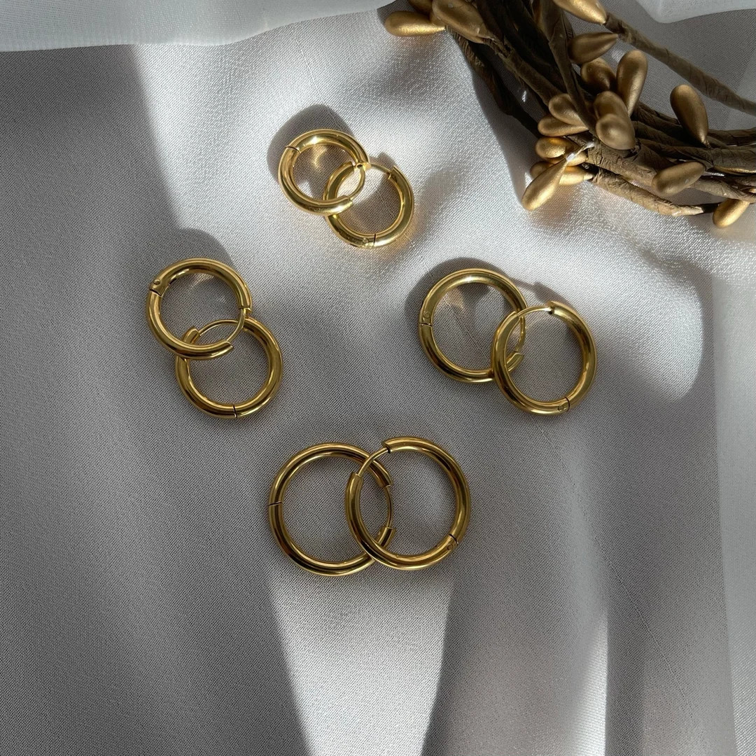 GOLD Huggie Hoop Earrings Simple Dainty Everyday Earrings Endless Hoop Earrings WATERPROOF Boho E... | Etsy (US)