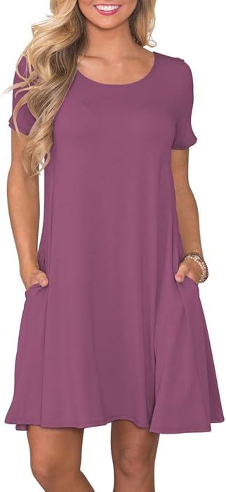 Women's Summer Casual T Shirt Dresses Short Sleeve Swing Dress with Pockets | Amazon (US)