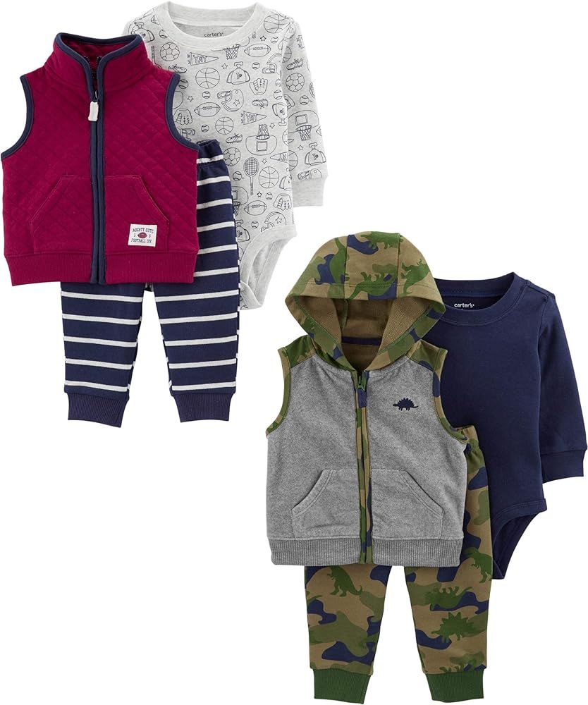 Carter's baby-boys 2-pack 3-piece Vest Set | Amazon (US)