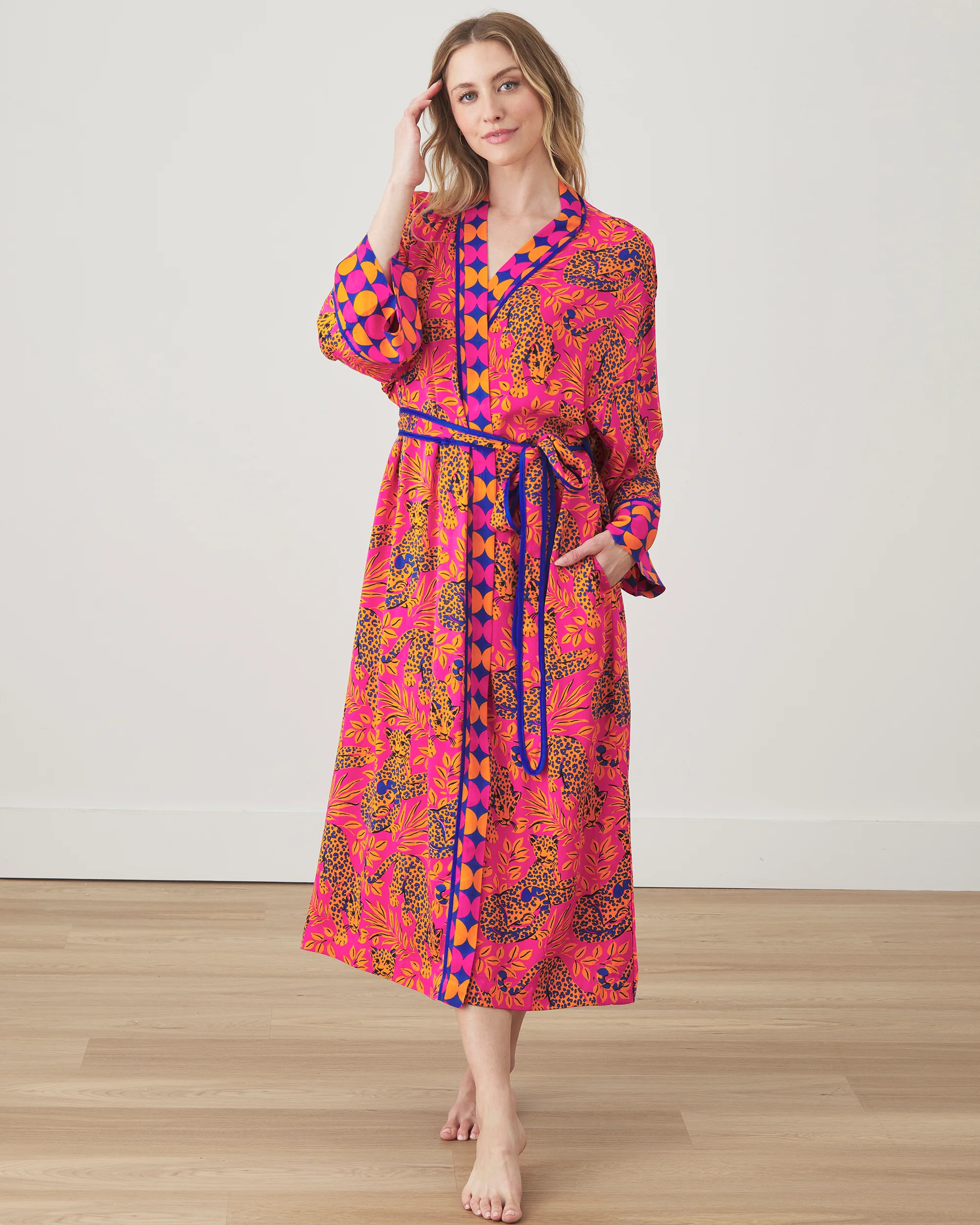 City Cats - Satin Robe - Fuchsia | Printfresh