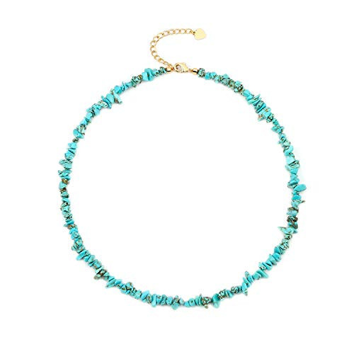 PEARLADA Turquoise Choker Necklace Irregular Turquoise Chips Beaded Choker | Amazon (US)