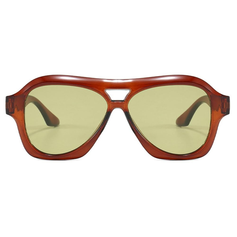 Fashion Oversized Double Bridges Pilot Sunglasses Women Retro Blue Green Shades UV400 Men Trendin... | Amazon (US)