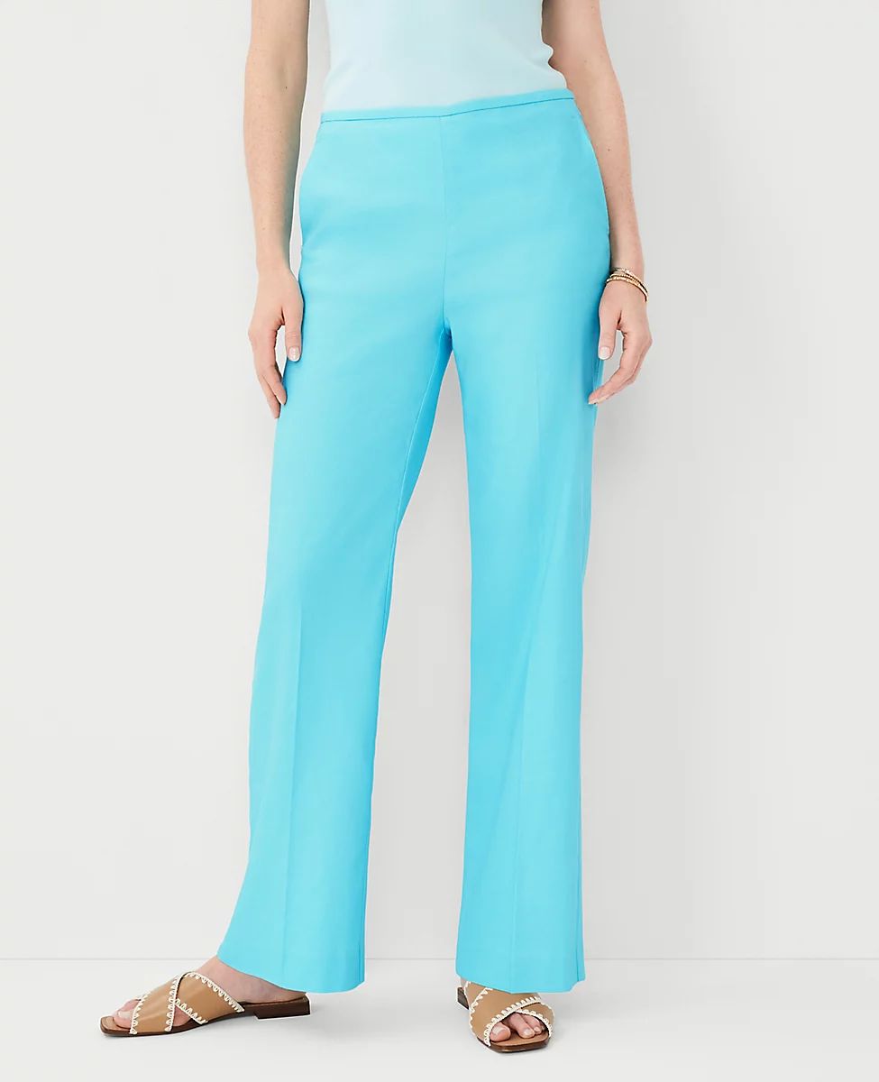 The Petite Side Zip Straight Pant in Linen Blend | Ann Taylor (US)