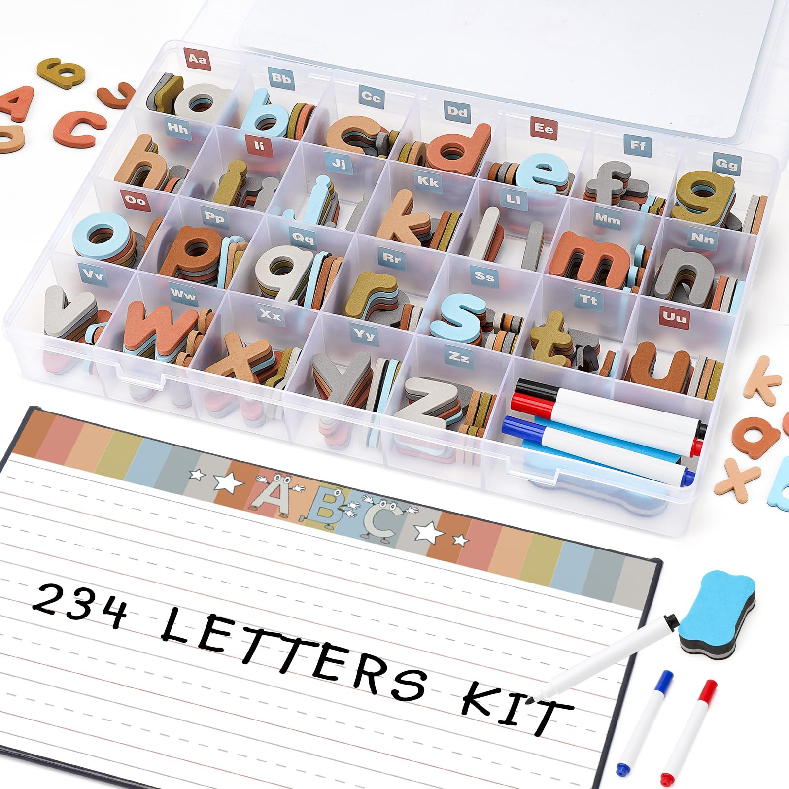 Joyreal Magnetic Alphabet Letters with Magnet Board, Neutral Magnetic Letters for Fridge & Classr... | Amazon (US)