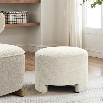 Modern Cream Upholstered Round Ottoman Footstool for Living Room or Bedroom | Wayfair North America