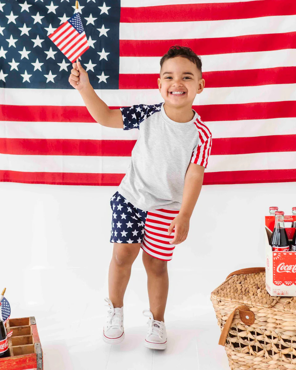 Stars & Stripes Short Sleeve T-shirt and Shorts Set | Bums & Roses