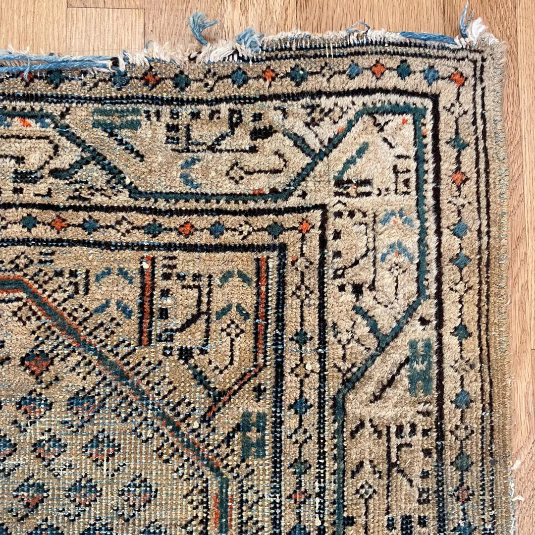 Vintage Rug 2' 6 X 4' 2 Cream Hand Knotted Oriental Rug - Etsy | Etsy (US)