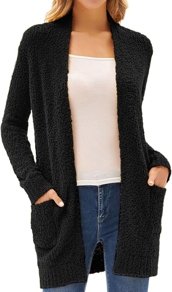 GRACE KARIN Long Cardigan for Women Fuzzy Cardigan Sweater Open Front Chunky Knit Sweater Coat wi... | Amazon (US)