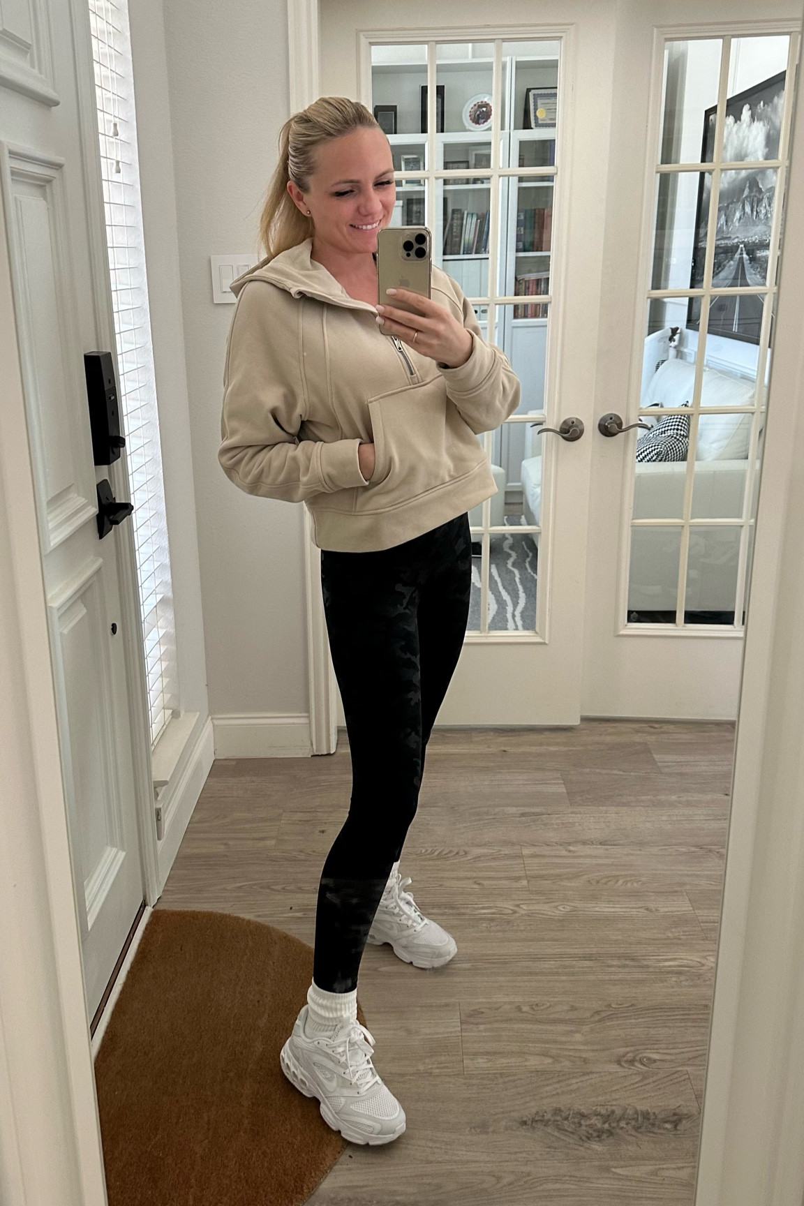 Casual outfit for a walk

Amazon hoodie (Lululemon Scuba dupe), Spanx leggings, Nike white sneakers, white socks, atleisure look

#LTKFind #LTKstyletip #LTKSale