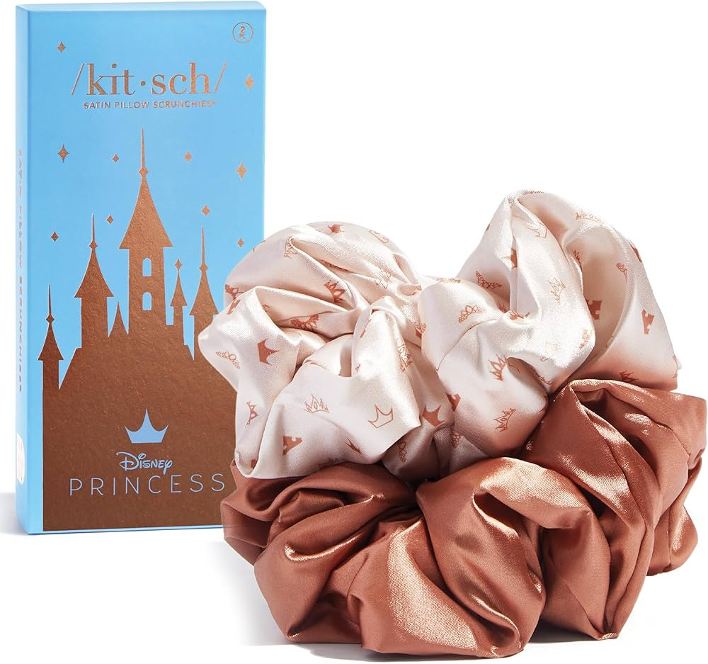 Kitsch & Disney Satin Scrunchies for Women - No Crease Hair Ties for Girls | Big Scrunchies with ... | Amazon (US)