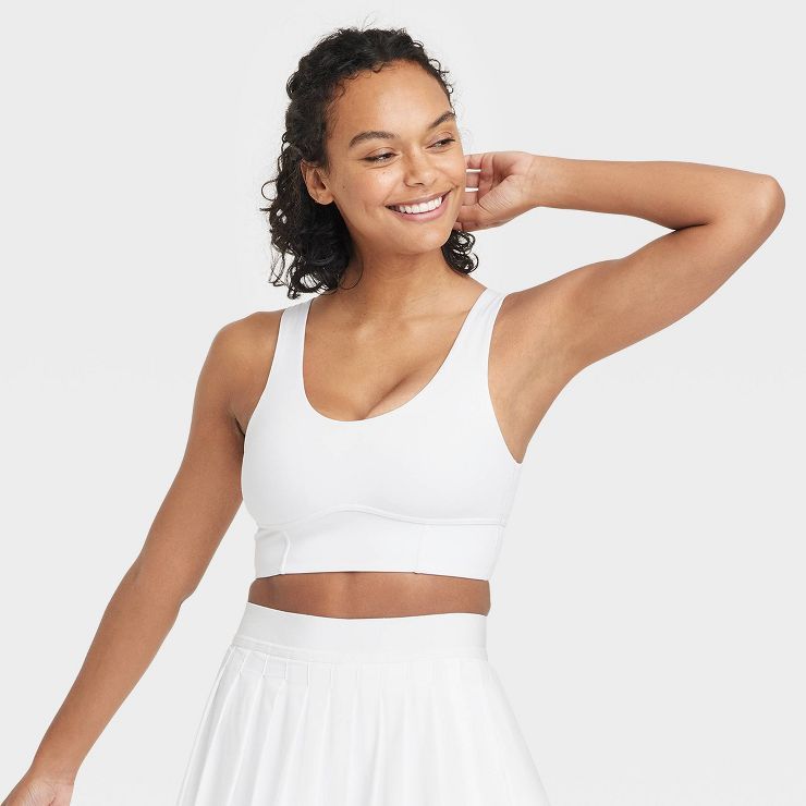 Women's Light Support Brushed Sculpt Bold Stitch Sports Bra - All in Motion™ | Target