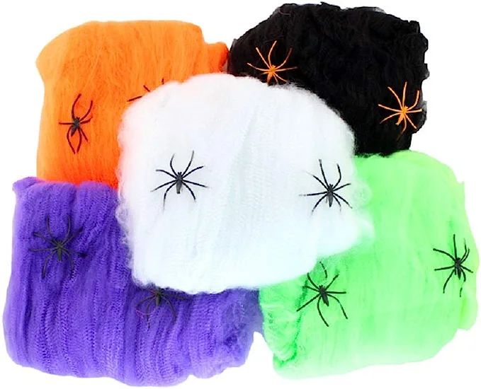 Amazon.com: Cinlan 5pcs Halloween Haunted House Bar Decoration Supplies Cobweb Spider With A smal... | Amazon (US)