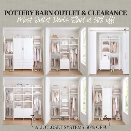CLICK FIRST PHOTO FOR OPEN BOX DEALS!
Tons of open box and clearance Pottery Barn closet systems up for grabs at a discount! 

#LTKsalealert #LTKstyletip #LTKhome