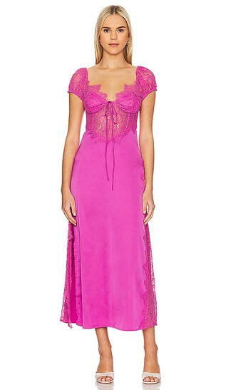 For Love & Lemons Casey Maxi Dress in Fuchsia. - size M | Revolve Clothing (Global)
