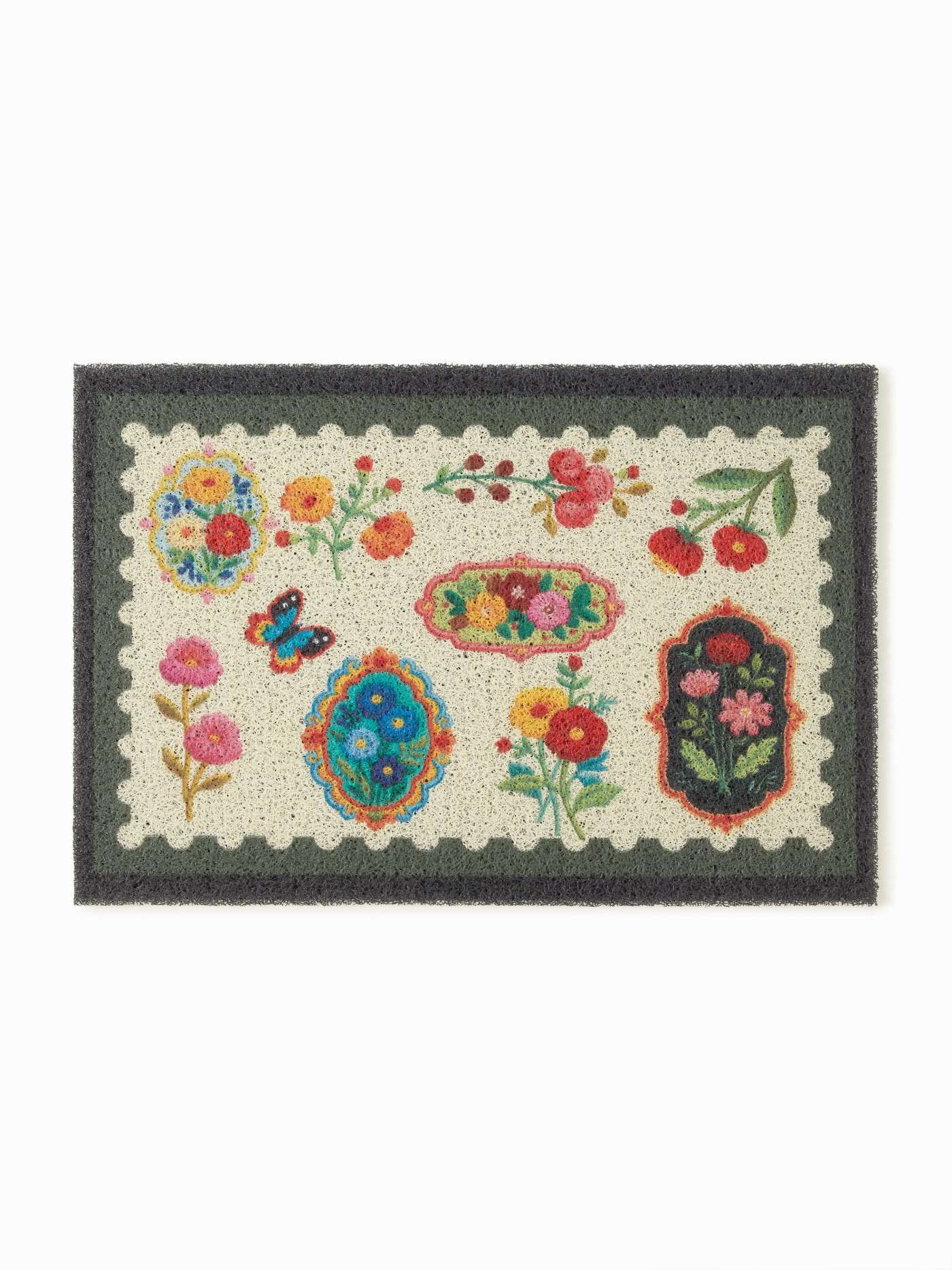 FLORAL & BUTTERFLY DOOR MAT | Cider