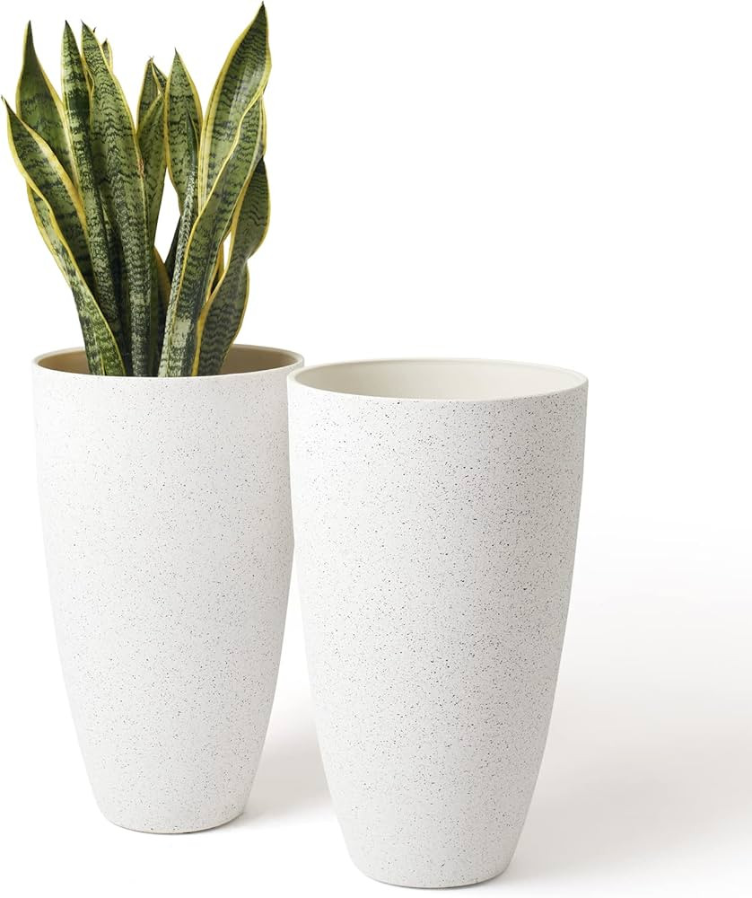 LA Jolie Muse Tall White Planter Set of 2,20 inch Outdoor Large Planters with Saucer,Modern Flowe... | Amazon (US)