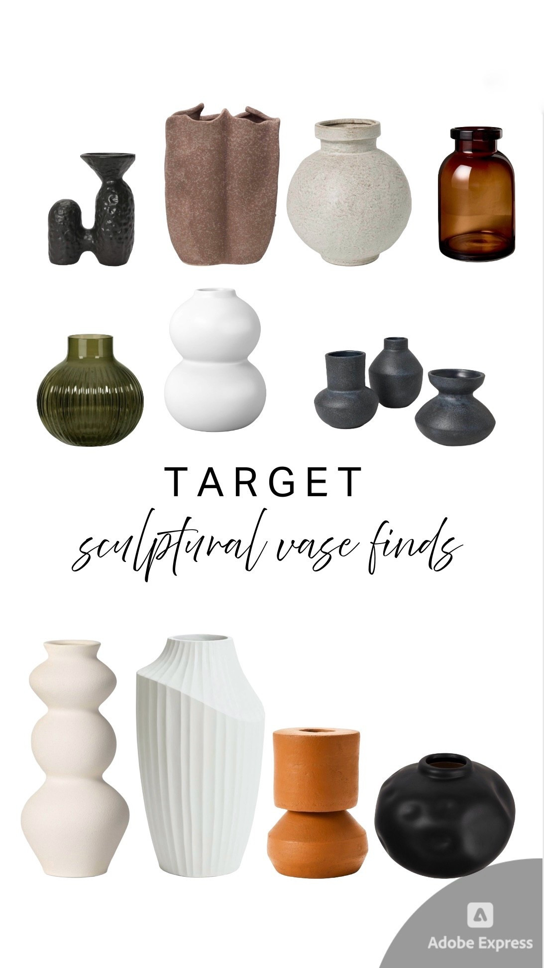 Vases are a great way to bring interest to your decor. Here are some of my favorite Target finds in a variety of sizes, colors and textures!