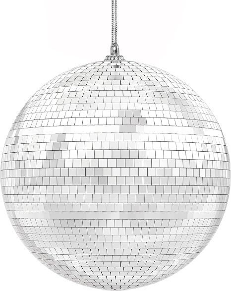 The Dreidel Company Mirror Ball 8" Inch with Attached String for Hanging Ring, Reflects Light, Pa... | Amazon (US)